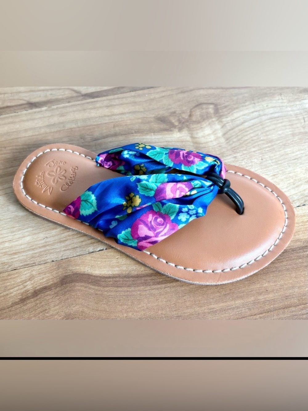 Matilda Jane ‘The Seashore’ Floral Satin and Leather Flip Flop Sandals